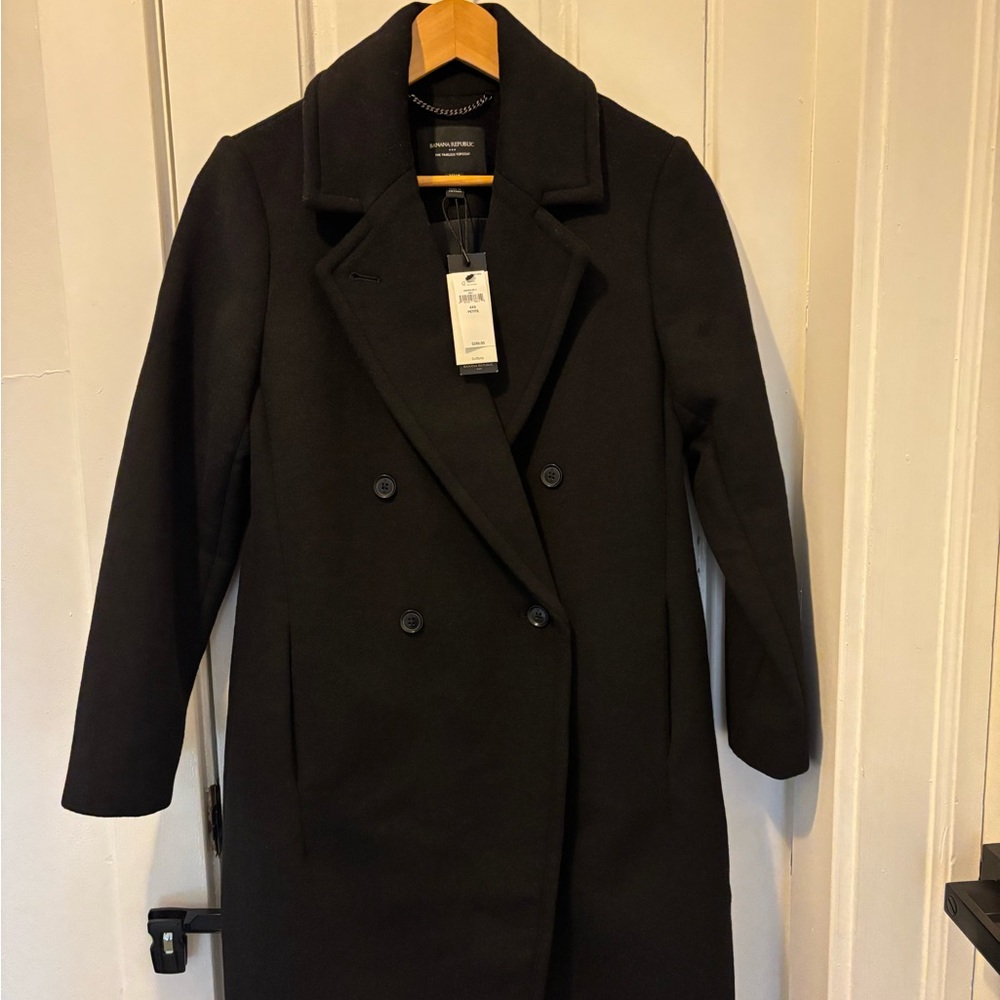 Banana Republic Timeless Topcoat in Black Size Petite XXS